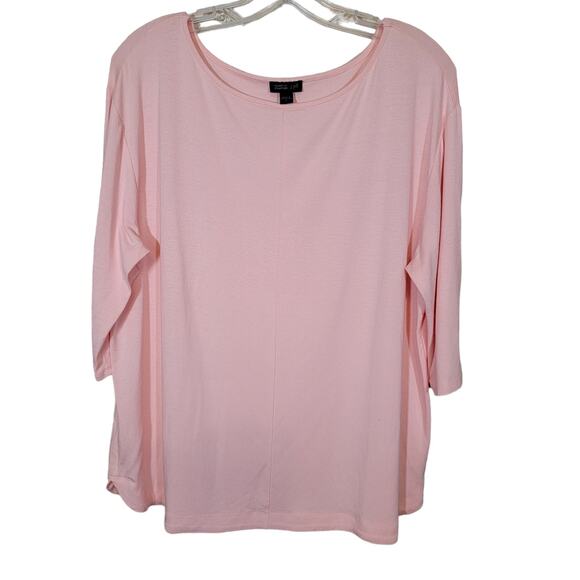 J. Jill Wearever Collection Round Neck Blouse Top 3/4 Sleeve Peach Size Large - Picture 1 of 5